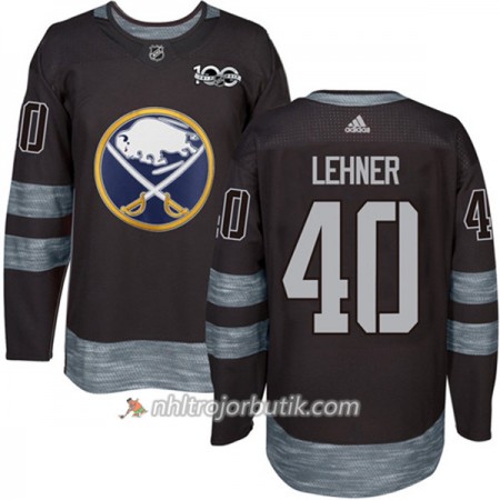 Män Ishockey Buffalo Sabres Tröja Robin Lehner 40 1917-2017 100th Anniversary Adidas Svart Authentic